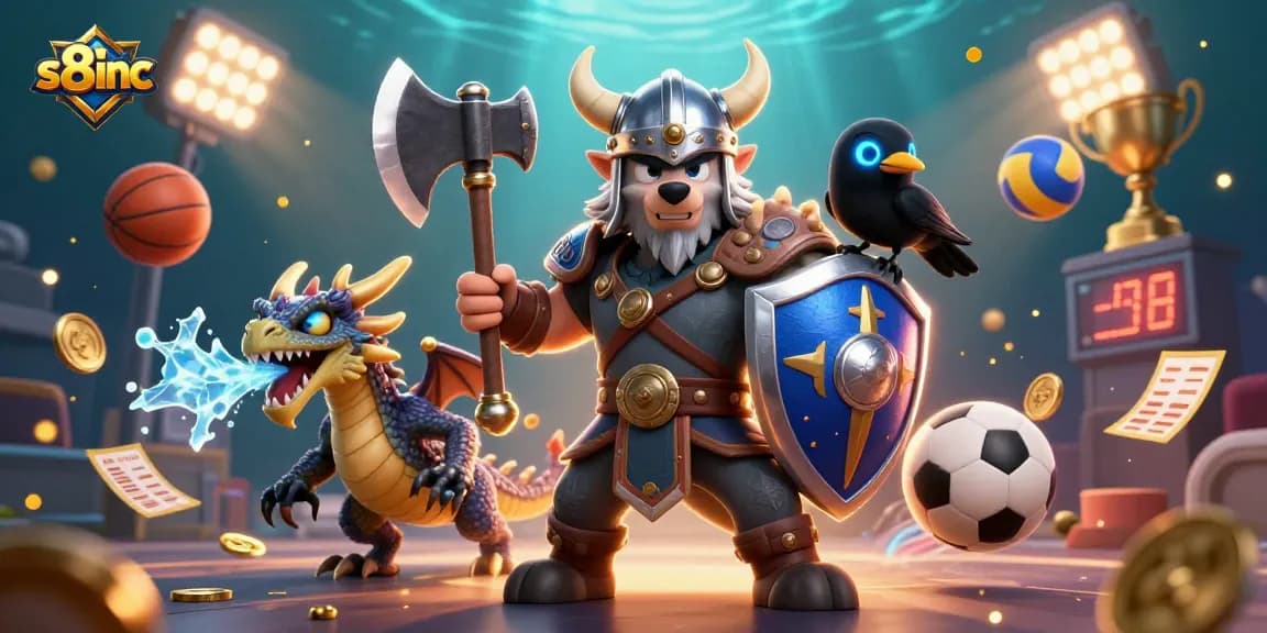 Experience thrilling betting with s8inc in this action-packed casino scene featuring a Viking warrior.