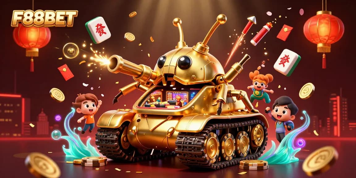 Experience the thrilling world of F88BET with a captivating casino tank illustration showcasing dynamic gaming elements.