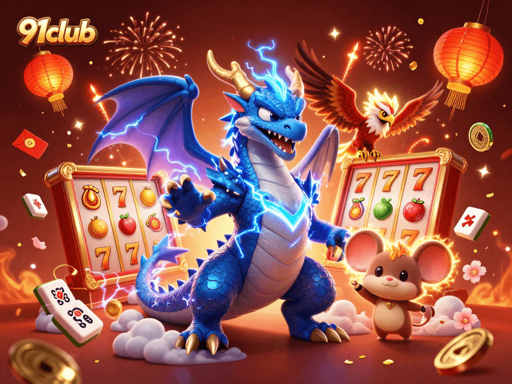 Experience the thrill of 91club's vibrant slots with action-packed gaming elements in a captivating scene.