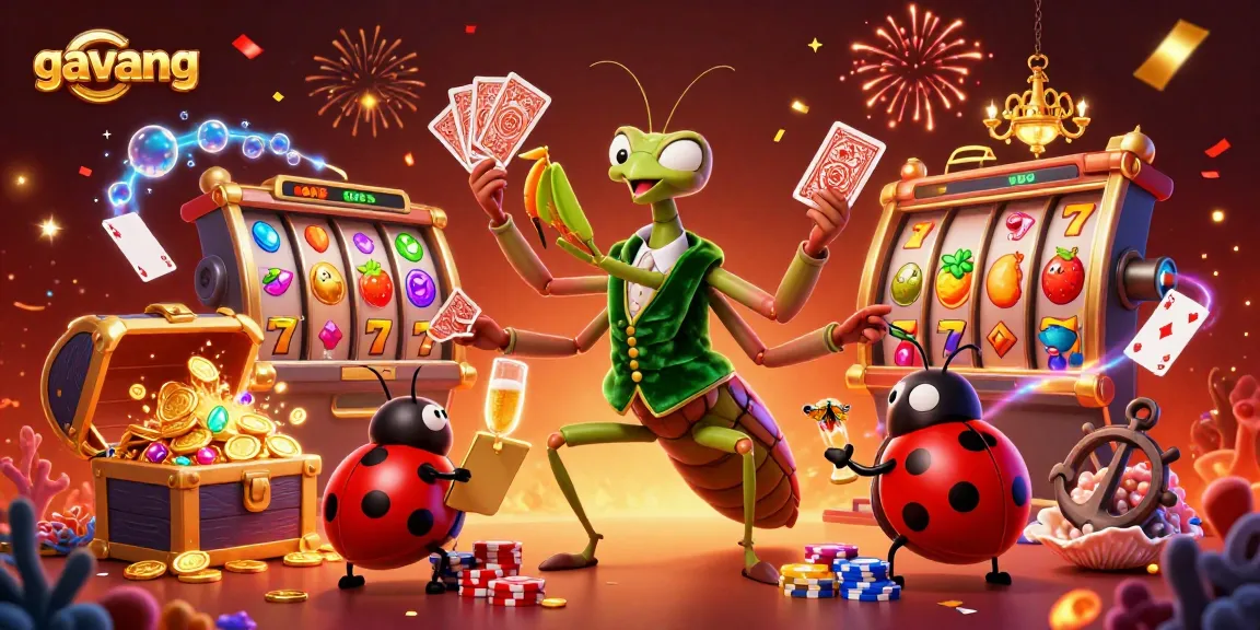 Engage with the exciting world of gavang casino games in this vibrant 3D illustration featuring slot reels and dynamic characters.