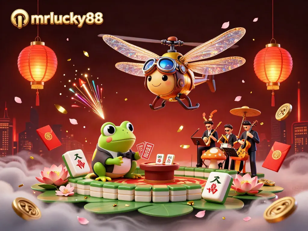 Experience vibrant mrlucky88 gaming with a dragonfly pilot, frog croupier, and cricket musicians.