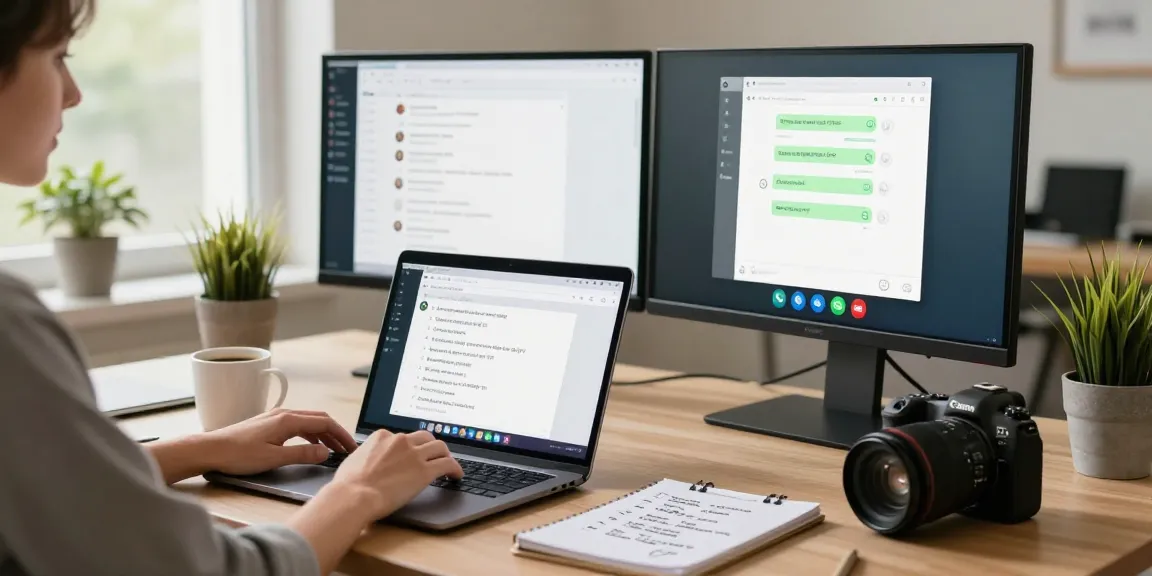 Using WhatsApp電腦版 in a modern home office setting for efficient communication.