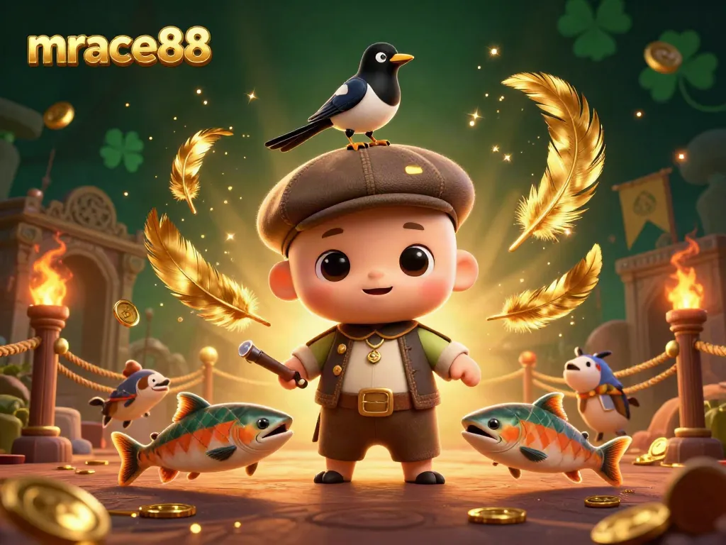 Experience fun at mrace88 with cute characters in a vibrant online casino setup.